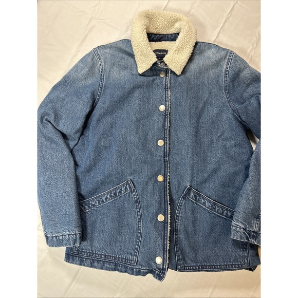 J.CREW Jackets & Blazers - J Crew Jean Jacket Womens Size Small Sherpa Lined Blue Denim Trucker Rancher